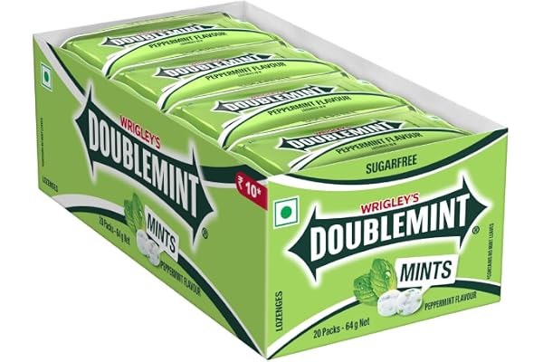 Doublemint Sugarfree Mints Sleeve Box Peppermint Flavour Chewing Gum Mint Gums for Instant Freshness easy to carry 20 Sleeves per Box 64 gm