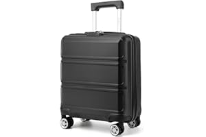 Kono Carry on Suitcase 45x36x20cm ABS Hard Shell Cabin Case Lightweight Hand Luggage Trolley for Easyjet Under Seat (Black)