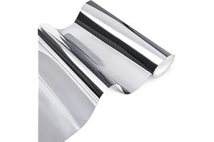 ZJTAPE Trwały Winyl Samoprzylepny - 30,5 x 153 cm Srebro Ploter Holograficzna Folia Winylowa, Błyszcząca Metaliczna Folia do Plotera, dekoracje imprezowe, Naklejki.