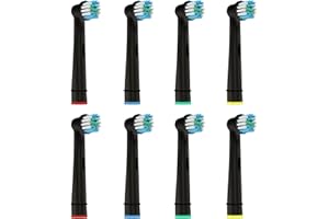 Kisstta, 8 sztuk końcówek do szczoteczek elektrycznych Oral B, końcówki do szczoteczek do zębów Oral B Genius X, Vitality Pro, Pro 3 3900 3 3500, Precision, czarne