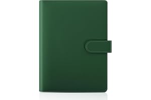 SKYDUE Carpeta de anillas A5 de piel sintética, carpeta para presupuesto (papel interior no incluido), organizador para oficina, escuela y trabajo de viaje (verde oscuro)