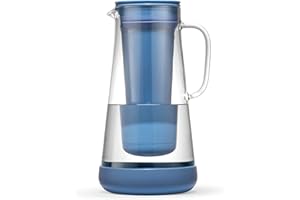 ‎LIFESTRAW LifeStraw Home Wasserfilter-Kanne aus Glas mit Silikonbasis; Bietet Schutz vor Bakterien, Parasiten, Mikroplastik, Blei, Quecksilber, PFAS und weiteren Chemikalien; 1,6 Liter, Stormy Blue (blau)
