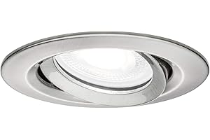 ‎PAULMANN Paulmann 93671 Nova Plus LED Einbauleuchte IP65 rund schwenkbar 6W dimmbar Einbaustrahler GU10 Eisen gebürstet Spot Alu Zink Einbaulampe 4000K