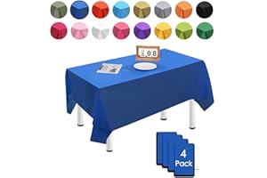 MORAINJAY Paquete de 4 manteles rectangulares extragrandes de 137 x 274 cm, color liso, se limpia con un paño, impermeable, resistente al aceite, para fiestas, uso diario, picnic al aire libre, bodas