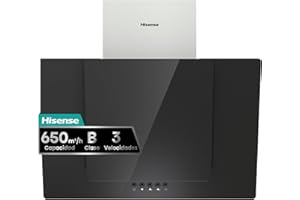 Hisense CH6IN6BXBG - Campana Decorativa 60 cm, Capacidad de Succión de 650 m³/h, Iluminación LED, Filtro de aluminio de Fácil Mantenimiento