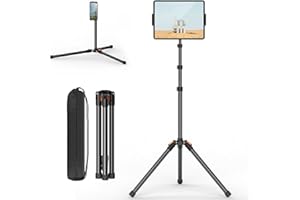 XXZU Tablet Floor Stand Tripod, 72in Tablet Stand with 360° Ball Head, Height Adjustable Phone Floor Tripod With Case, Holder For Bed/Phone/Music/Stream/Recording and All 4.7-13” Devices