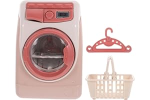 JOINPAYA Role Play Toy Washing Machine Set: Mini Children's Washing Machines Household Device Small Playhouse Play Plastic Fake Dollhouse Furniture for Birthday Gifts Boys Girls