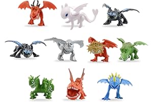 simyron Mini Figurine Dragon dans Anime Caractère Modèle 10 Pièces Jouets Dragons Décoration de Gâteau Mini Figurine Gâteau Topper de Fête d'anniversaire