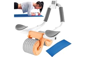 ETESLOT Roue Roulettes Plank Ab Pour Core Trainer, Roue Abdominale, Roulette Abdominaux, Kit Roue Abdominale À Rebond Automatique, Ab Wheel, Abdominaux Appareil Musculation Homme Women, With Mat & Counter