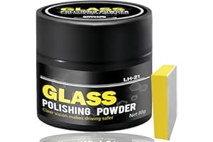 XINYIG 30g Glass Polishing Powder with Sponge,Glass Scratch Remover,Car Glass Oil Film Remover,Car Window Screen Cleaner,Windshield Wash Polish,Windscreen Polishing Compound,Auto Glass Cleaner for All Car