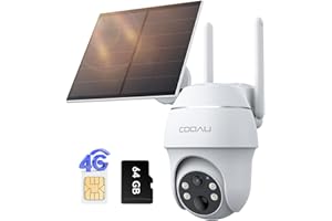 COOAU 4G LTE Camera Surveillance Extérieure sans fil - 2K 3MP Caméra Solaire sans Wi-Fi avec carte SIM | 360° PTZ | Audio bidirectionnel | Vision nocturne couleur | IP66 | Stockage local 64 Go & cloud