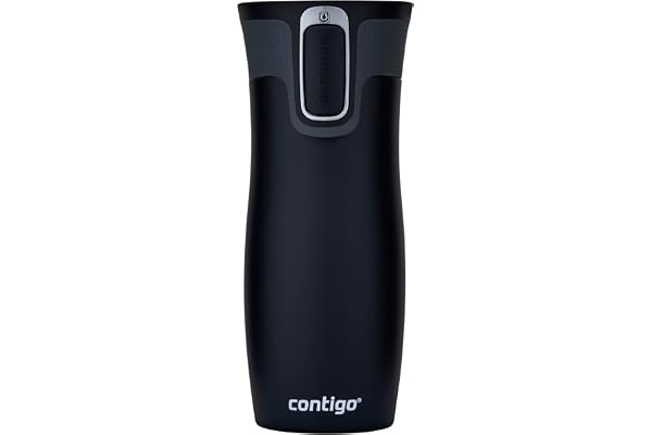 Contigo West Loop Autoseal Travel, Thermique en acier inoxydable, Fiole à vide, Gobelet étanche, Tasse à café avec couvercle facile à nettoyer sans BPA, Noir, 470 ml