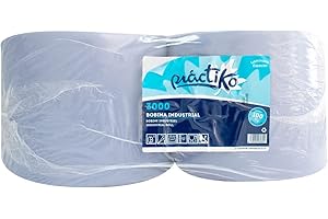 Bobinas de Papel Industrial de celulosa Azul | 100% Pasta Virgen | Pack de 2 | Acabado Laminado | 3 kg por Rollo | Marca Práctiko