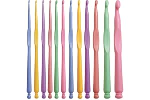 Katech Set Di Uncinetti, 12 Pezzi Tunisino Afgano Uncinetto, Multicolore Aghi di Crochet per Principianti e Professionisti - 2 mm~10 mm, Regalo Per Donne/Mamma