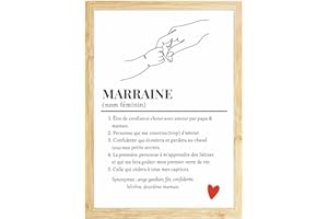 CL&MH Affiche définition marraine,Affiche Marraine, Définition Marraine, Cadeau marraine personnalisé, Cadeau baptême marraine, idée cadeau marraine filleul (avec cadre)