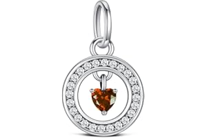 KEQ Birthstone Charms for Pandora Me Bracelet 925 Sterling Silver Simulated Birthstone Heart with CZ Charm Pendant Bracelet Necklace Jewelry Gifts