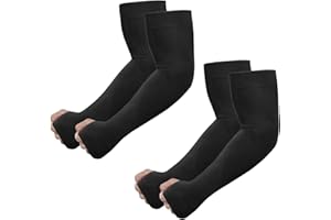 Newbyinn Arm Sleeves with Thumb Hole for Men Women Youth, UV Sun Protection, Tattoo Cover Up, UPF 50, Cooling, Compression - 2 & 4 Pairs