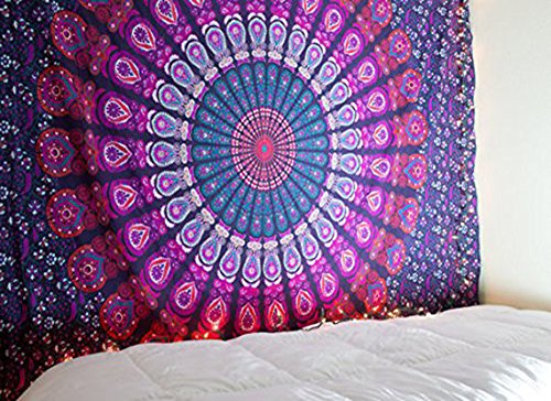raajsee-indian Psychedelic handgefertigt multicolor rund Chakra Mandala Tapisserie barhmeri Baumwolle Print Wand aufhängen Strand Überwurf Wohnheim Trennwand Hippie-Stil Bohemian # bs91