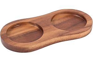 DeroTeno Vassoio per macina sale e pepe, diametro interno 5,5 cm, Legno d'acacia, supporto per macina pepe, protezione del tavolo da pranzo (il macina pepe e il macina sale non sono inclusi)