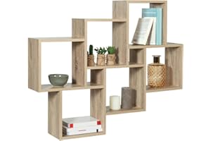 IDMarket - Etagère Murale Double Position Lucas Bois façon hêtre