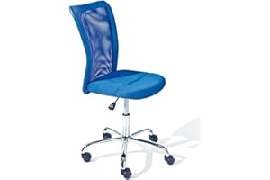 Inter Link - Krzesło do biurka dla dzieci - Ergonomiczne krzesło obrotowe - Regulowana wysokość - Chromowana metalowa podstawa - Oddychający pokrowiec z siatki - Obrót 360° - Niebieski - Bonnie