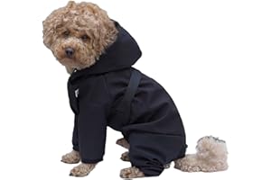Moki Bär Regenmantel Schneemantel Zwergpudel mit Beine & Kapuze - Schwarz