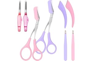 WUSANNA 8-Teiliges Set Präzisions-Augenbrauen-Trimmerschere, Augenbrauen-Trimmschere Mit Kamm, Augenbrauenschere Mit Kamm, Rutschfeste Fingergriff-Schönheitswerkzeuge Geeignet Für Meisten Männer Und Frauen