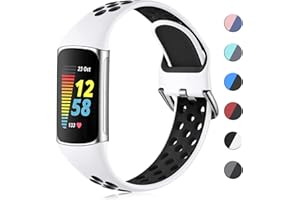 ‎CEMIKA CeMiKa Silikon Armband Kompatibel mit Fitbit Charge 5 Armband/Fitbit Charge 6 Armband, Wasserdichtes Weiche Atmungsaktive Sportbänder für Charge 5 Armband/Charge 6 Armband, Klein Groß