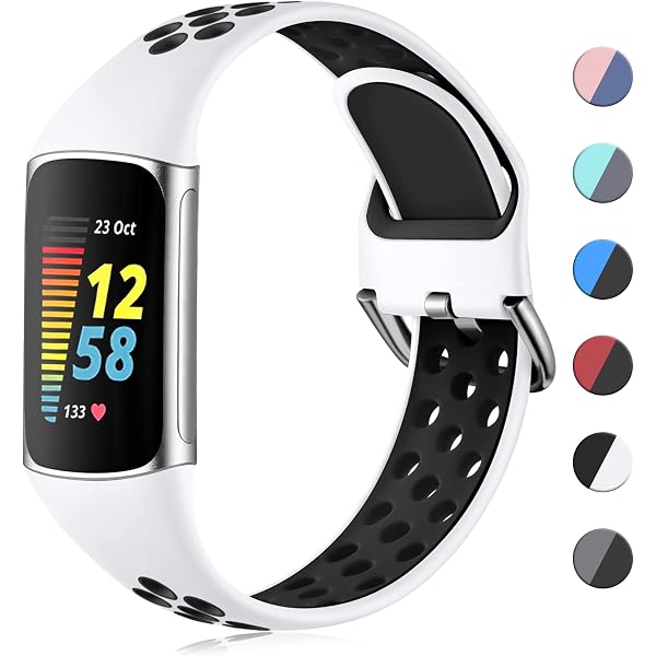 4 Bracelets Silicone ELUTENG Pour Fitbit Charge 5/6 - Sportifs, Réglables, Confortables - Multicolores