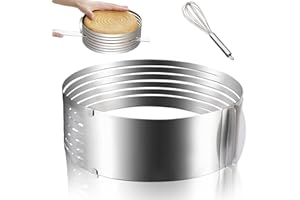 BAYINBROOK Rebanador de Pastel,Rebanador de Pastel en Capas de Acero Inoxidable Ajustable,Cortador de Mousse de Anillo para Cortar para Cortar Pasteles,Hornear y Decorar (A)