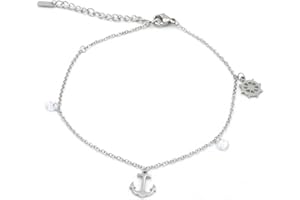 Colours & Beauty Cavigliera Donna Acciaio inossidabile | Bracciale Donna per Caviglia Regolabile | Bracciali Cavigliera Sottile in Acciaio Con Pendenti