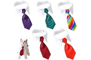 CSENASON Cat bow tie,Dog Tie, 5 Pcs Adjustable Cat Tie Collar, Formal Ties for Dogs, Pet Ties, Small Dogs and Cats Necktie