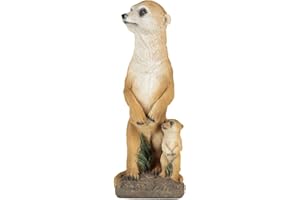 VERDOBA - Adornos Jardin Suricata Madre con Bebé en Resina - Figuras Jardin Exterior Grande Resistentes a la Intemperie - Figura Jardin Pintada a Mano - Figura Decorativa jardín Exterior