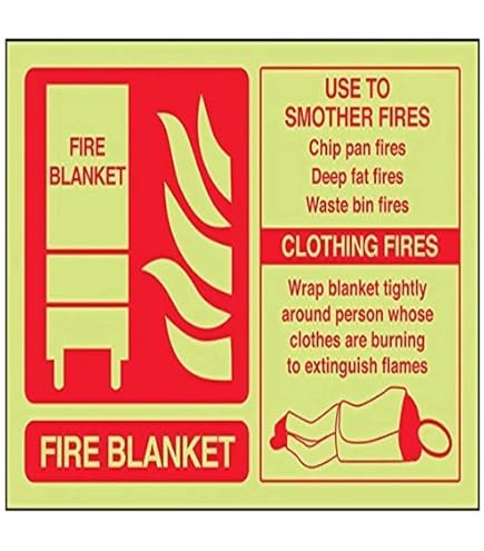Cartello Segnaletico Per Coperta Antincendio In Plastica Semirigida | 150x120 Mm Con Istruzioni Grafiche, Resistente Per Interni/Esterni
