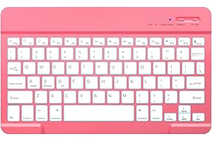 HZD Bluetooth Keyboard, iPad Tablet Rechargeable Wireless Keyboard, QWERTY Quiet Portable for iPad, iPhone, Samsung, Lenovo, Huawei, Compatible Windows/Android/iOS (Watermelon Red)