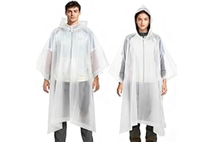 Aolegoo 2 pack of Rain Ponchos, EVA Portable Adults Waterproof Ponchos, Reusable raincoat with Hoods for Camping, Hiking Travel, Amusement Parks, Festival Mac