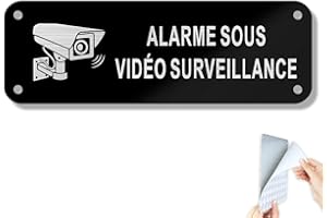 Goodvia Panneau Maison Sous Vidéo Surveillance Alarme Adhésif Aluminium Brossé Petit Noir Vintage/1 pièce