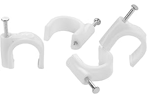 TPFNet Kabelschellen Nagelschellen Haftclips mit Nagel, für Maximal 4mm Leitungen, 100 Stück, Weiß