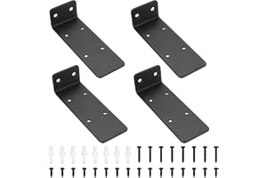 4 stycken hyllkonsoler, osynliga hyllstöd och stöd, 14 cm tung last hyllvinkel, svart flytande väggfäste, hyllbrädehållare, f
