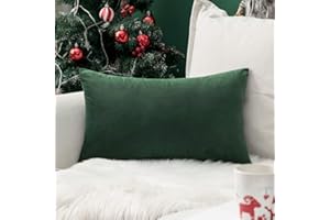 MIULEE Samt Weihnachten Kissenbezug Kissenhülle Couchkissen Dekokissen Sofakissen Kissenbezüge mit Verstecktem Reißverschluss für Sofa Schlafzimmer Wohnzimmer 12x20 Inch 30x50 cm 1 Stück Dunkelgrün