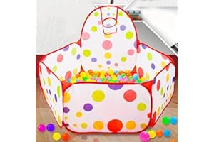 MY TEST Piscina con Canestro per Palline Colorate Gioco Bambini. Materiale Polyester dimensioni 90x48x55