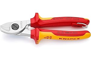 KNIPEX Nożyce do kabli chromowany z wielokomponentowymi nasadkami izolowanymi wg VDE 165 mm, 95 16 165 T