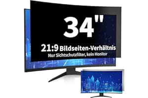 DEJIMAX Privacy Screen Protector for 34 Inch (86cm) Curved Monitors - 21:9 Ultrawide Anti-Spy Film with Anti-Glare & Blue Light Filter, HD Eye Care for Office, Home, Travel