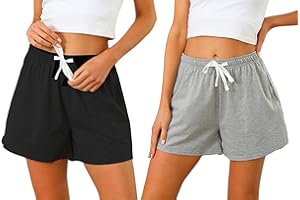 Sykooria Femme Short de Sport Femme Shorts de Pyjama en Coton Casual Pantalon Court Jogging Couleur Unie S-XXL