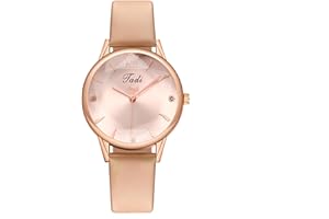 Basfur Montre-Bracelet pour Femme, Montre à Quartz analogique de Conception Classique pour Femme avec Bracelet en Cuir Respirant