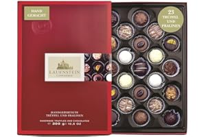 ‎LAUENSTEIN CONFISERIE Lauensteiner Trüffel- und Pralinenspezialitäten | 300g, 23 Pralinen | 12 Sorten mit Alkohol | Geschenk für Mann oder Frau