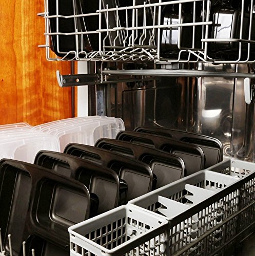 [10er Pack] FITPREP® 3-Fach Premium Meal Prep Container | Lunchbox, Modell 2017 – stabil,fest schließender Deckel, Stapelbar, Wiederverwendbar, Spülmaschinenfest, Mikrowellen-, Gefrierschrankgeeignet - 7