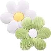 2 Pcs Flower Floor Pillow Seating, 40cm Shaped Chair Seat Pad, Soft Petal Cushion, Cute Plush Tatami for Car Home Sofa (Green