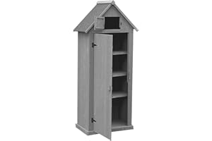 Gardenesque 6ft Garden Tool Storage Shed | Weatherproof Outdoor Storage with Shelves & Roof Hatch | Asphalt Roof | W79.5cm x D52cm x H179cm | Grey