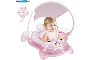 Parner Schwimmring Baby mit UPF50+ Sonnendach, Schwimmhilfe Baby für den Pool, Verstellbarer Sicherheitssitz, Kleinkind Pool Schwimmring für 3-36 Monate